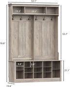 Wodeer Hall Tree with Bench and Shoe Storage, 6 Hooks, 12 Shoe Cubbies - Image 8