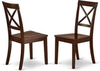 East West Furniture DLBO5-MAH-W 5 Piece Dining Room Table Set Includes a Round - Image 4