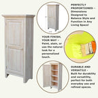 Single Jelly Cabinet, Solid Parawood Construction, 22.8"W x 12.5"D x 51"H - Image 4