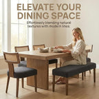 HNY Mid Century Modern Rattan Dining Chairs Set of 6, Farmhouse Linen - Image 7