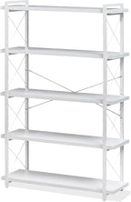 HCHQHS Bookshelf, 5-Tier Industrial Bookcase, Freestanding Tall Bookshelves by HCHQHS