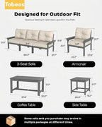HDPE 3 Piece Patio Furniture Set, All-Weather Outdoor Couch Set - Image 2