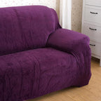 vctops 4 Seater Velvet Plush Stretch Sofa Slipcover 1-Piece Sofa Cover - Image 3