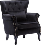 Mid Century Accent Chair Modern Button Tufted Armchair Club Chair Velvet - Image 4