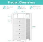 BOLUO White Dresser with 5 Drawers Tall Nightstand with Charging Station and - Image 3