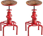 Topower Aged Antique Vintage Industrial Barstool Solid Wood Water Pipe Fire by Topower