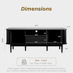 MAISONARIA 63" Black TV Stand, Fluted Entertainment Center - Image 3