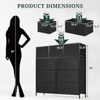 9-Drawer Dresser for Bedroom, Anti-Tip Tall Storage Organizer Chest of Drawers - Image 3
