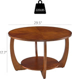 29.5" Round Coffee Table, 2-Tier Circle Coffee Table - Image 2