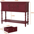 ARTPOWER Console Table with 2 Drawers, Retro Entryway Table with 2 Door - Image 2