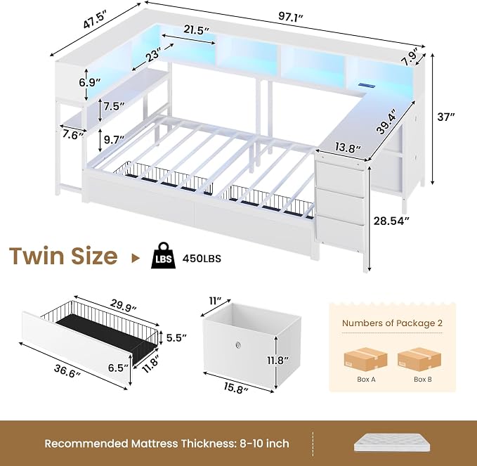 DICTAC Corner Twin Bed Frame - Image 3