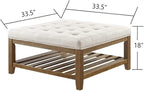 24KF Large Square Upholstered Tufted Linen Ottoman Coffee Table, Large Footrest - Image 2