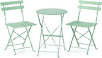 VINGLI Outdoor Folding Bistro Table and Chairs Set of 2, 3-Piece Bistro Set by VINGLI