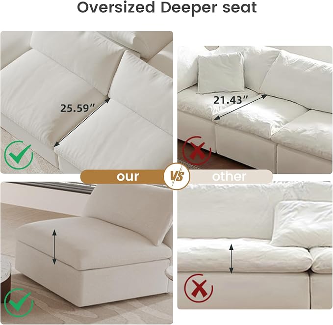 Cloud Modular Sectional Sofa Couch, Oversized Couch 6 Seater - Image 6