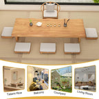 220cm Japanese Floor Table -Vintage Solid Wooden Tatami Table, Low Rectangular - Image 7