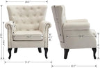 Mid Century Accent Chair for Living Room, Linen Fabric Button Tufted Armchair - Image 3