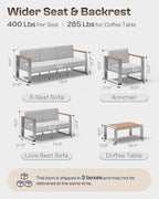 Aluminum Patio Furniture Set, 5 Seats Outdoor Patio Conversation Sets - Image 6