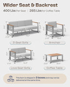 Outdoor Patio Furniture Set, 7 Seats Outdoor Patio Conversation Sets - Image 7