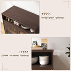 Sideboard Buffet Cabinet with Storage, Wine Bar Cabinet with Arched Glass Doors - Image 6