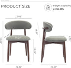 COLAMY Wooden Dining Room Chairs Set of 2, Modern Upholstered Fabric Dining - Image 2