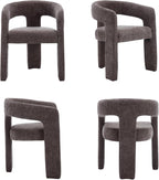 Modern Chenille Barrel Dining Chair Upholstered Fabric Dining Room Chair - Image 9