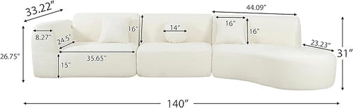 140'' Curved Sectional Sofa Sponge Couch - Image 2