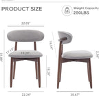COLAMY Wooden Dining Chairs Set of 2, Modern Fabric Upholstered Dining Room - Image 2