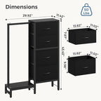 DUMOS Dresser with Hanging Rack, 4-in-1 Black Fabric Dresser - Image 3