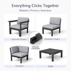 Stoog All-Weather Patio Conversation Set, 6-Piece Modular Outdoor Sectional Sofa - Image 3