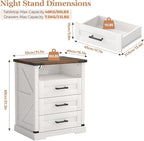 Turosur Night Stand with Charging Station 22" Large Farmhouse Nightstands with - Image 2