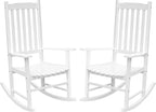 Flamaker Acacia Wood Patio Rocking Chair Set of 2, High Back and Widen Armrest by Flamaker