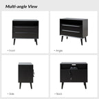 HULALA HOME End Table with Charging Station, Mid-Century Modern 2 Drawer and - Image 7