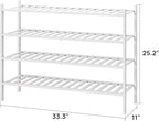 viewcare White 4-Tier Long Shoe Rack, Bamboo Wood - Image 3