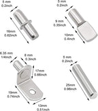 104Pcs Shelf Pins Kit, 4 Styles Nickel Plated Shelf Support Pegs, Bookshelf Pegs - Image 2