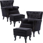 Accent Chairs with Ottoman Set of 2 Velvet Wingback Club Chair Upholstered by DMFurniture