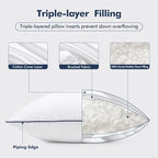 MIULEE Goose Feather Down 28x28 Euro Pillow Insert Set of 2 - Image 4