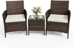 3PCS Outdoor Patio Bistro Set, PE Rattan Wicker Armchairs by Garvee