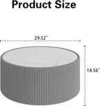 SSLine Round Drum Coffee Table Modern Sintered Stone Top Coffee Table in Grey - Image 2