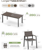 67" Rectangle HDPS Patio Dining Table, Aluminum Outdoor Patio Dining Table - Image 7