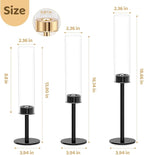 Black Hurricane Glass Candle Holders Set of 6, Tall Metal Taper Candle Stick - Image 2