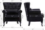 Set of 2 Mid-Century Modern Accent Chair, Velvet Armchair w/Tufted Back/Wood - Image 3