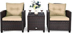 COSTWAY 3PCS Patio Furniture Set, PE Rattan Wicker Sofa w/Washable Cushion and - Image 8
