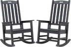 Psilvam Oversized Outdoor Rocking Chair Set of 2, HDPE Porch Rocker Chairs by PsilvamGardenFurniture