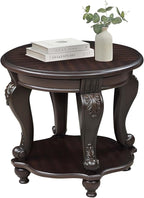 Round End Table for Living Room, Solid Wood Sofa Side Table by FGXJY