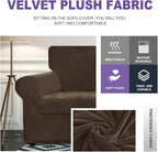 ZNSAYOTX Luxury Velvet Couch Cover 4 Piece Stretch Sofa Covers - Image 3
