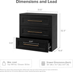 mopio Blake 3 Drawer Dresser for Bedroom, Chest of Drawers, Wood Dresser - Image 2