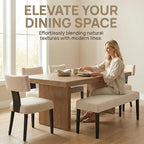 HNY Mid Century Modern Farmhouse Dining Chairs Set of 4, Linen Upholstered - Image 6
