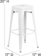 Flash Furniture Commercial Grade 30" High Backless White Metal Indoor-Outdoor - Image 3