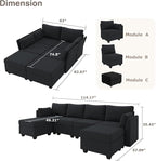 Huatean Home 114.17" Modular Sectional Sofa, 6 Seat Sectional Couches - Image 2