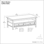 SIMPLIHOME Warm Shaker Solid Wood Transitional-Style 48-inch Wide Coffee Table - Image 13